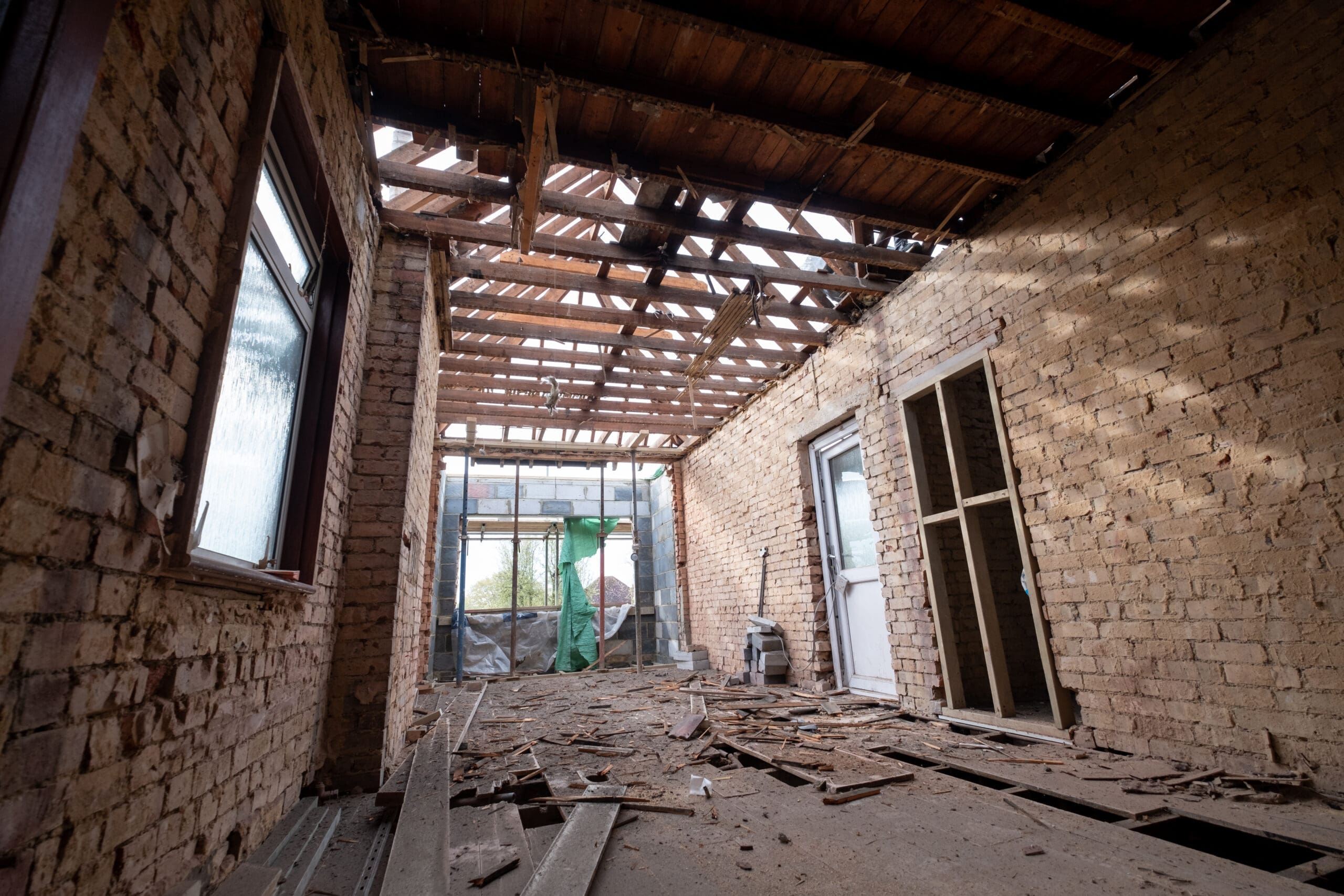 Major renovation of an Edwardian suburban house in north London, UK. House has been taken back to brick as part of an extreme makeover.